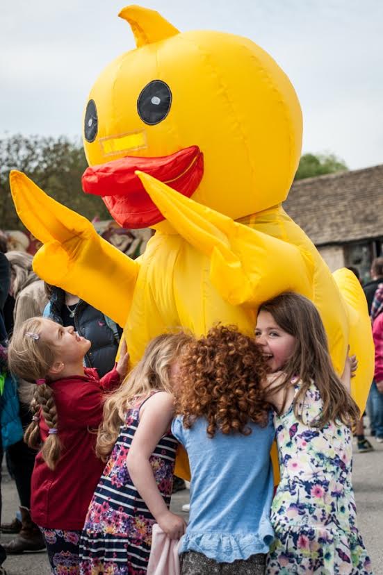 Bob the mascot attracted plenty of young fans at the Lechlade Duck Race. Picture © Mouse About Town